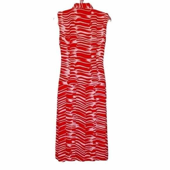 CAbi Red & White Brushstroke Print Dress Sz. Small - Picture 7 of 11